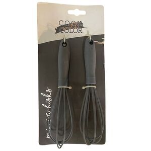 Cook with Color 2-Pack Mini Silicone Whisks Gray MW001 Kitchen Tools – New